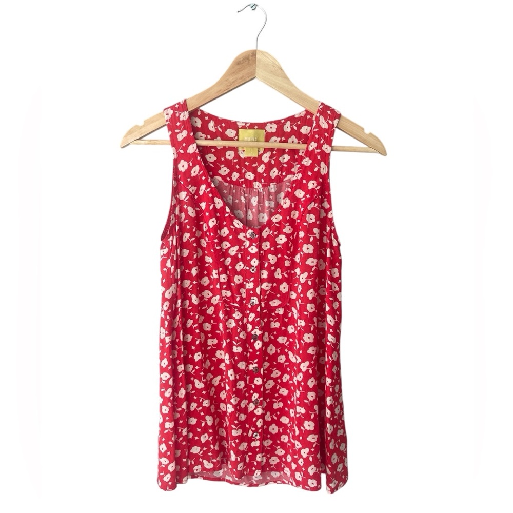Anthropologie Maeve Sleeveless Red Floral Top